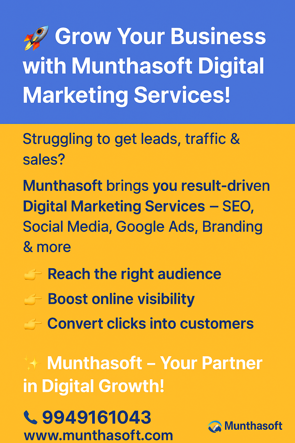 Munthasoft offers powerful Digital Marketing Services – SEO, Social Media, Google Ads & Branding. Drive traffic, leads & sales with Munthasoft today!